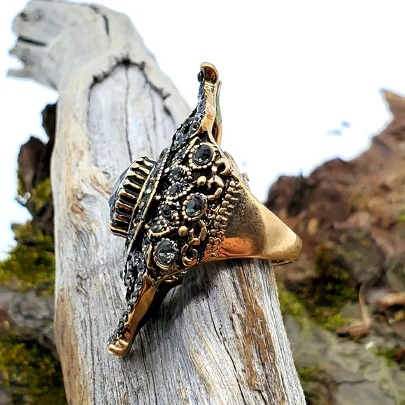 18k gold boho swarovski crystal turkish ring - Picture 3 of 6